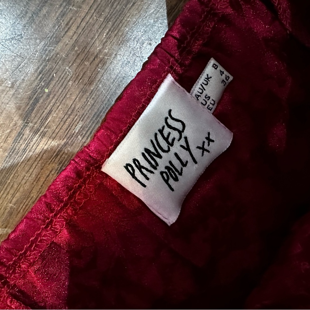 Princess Polly Deep Diva Red Silky Midi Dress Size 4 - Picture 2 of 6